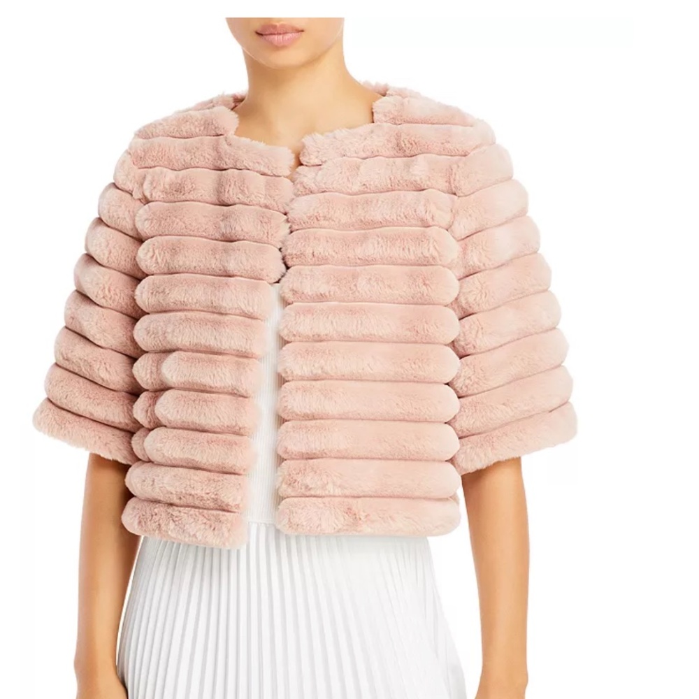 BCBG Elegant Pink Faux Fur Jacket